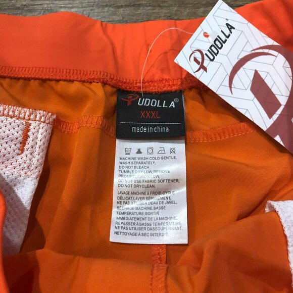 Men's Workout Running Shorts Lightweight 7 inches with Zipper Pockets Orange - Picture 3 of 3